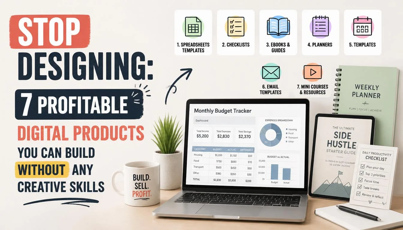 Stop Designing: 7 Profitable Digital Products You Can Build Without Any Creative Skills