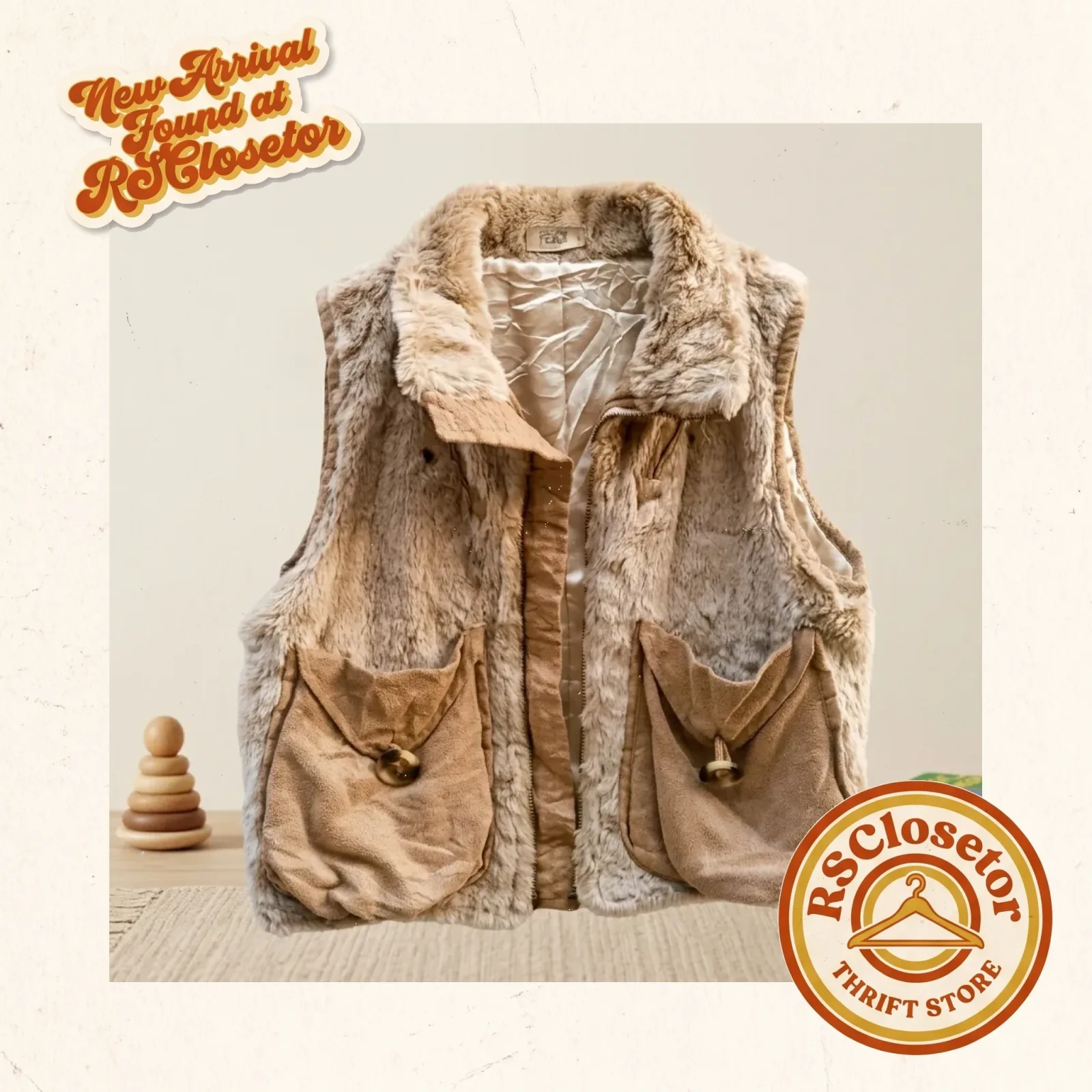 Textured faux-fur vest