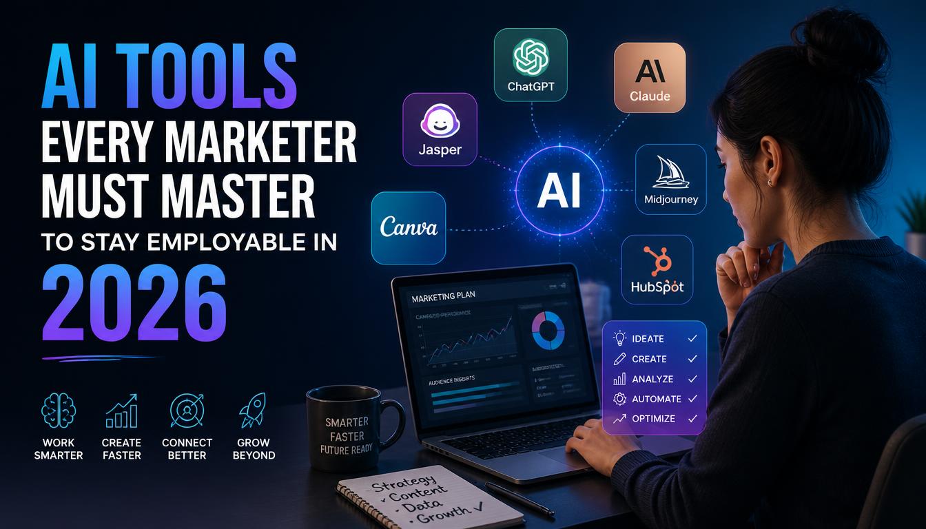 وہ مصنوعی ذہانت کے ٹولز (AI Tools) جو 2026 میں مارکیٹرز کے لیے ملازمت کے حصول اور بقا کی ضمانت ہیں