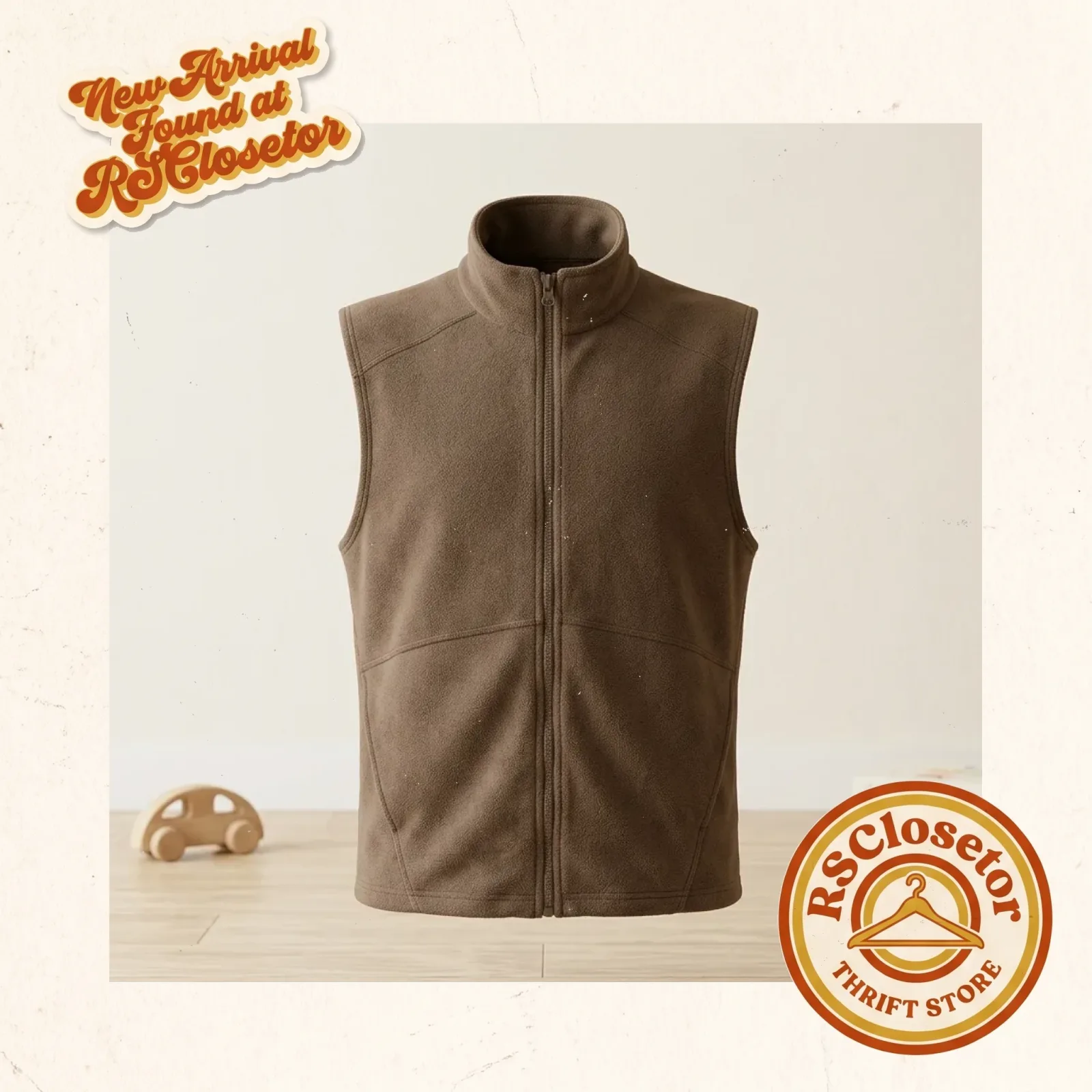 Brown fleece zipper vest